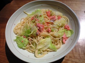 簡単✿鮭とキャベツのクリームパスタ