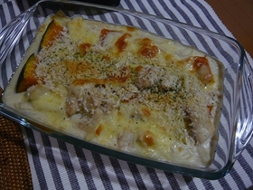 ほくほくかぼちゃとチキンのグラタン