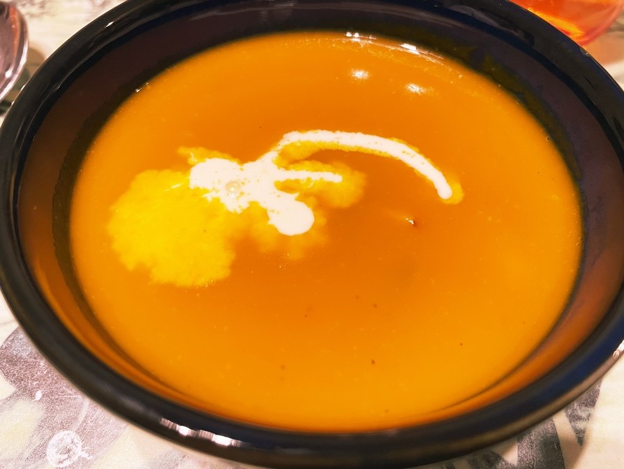 カボチャの大豆& ベーコン入スープの画像