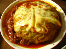 トマトソースとチーズのドームキャベツ