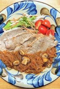 生姜焼き用の豚ロース肉でポークチャップ