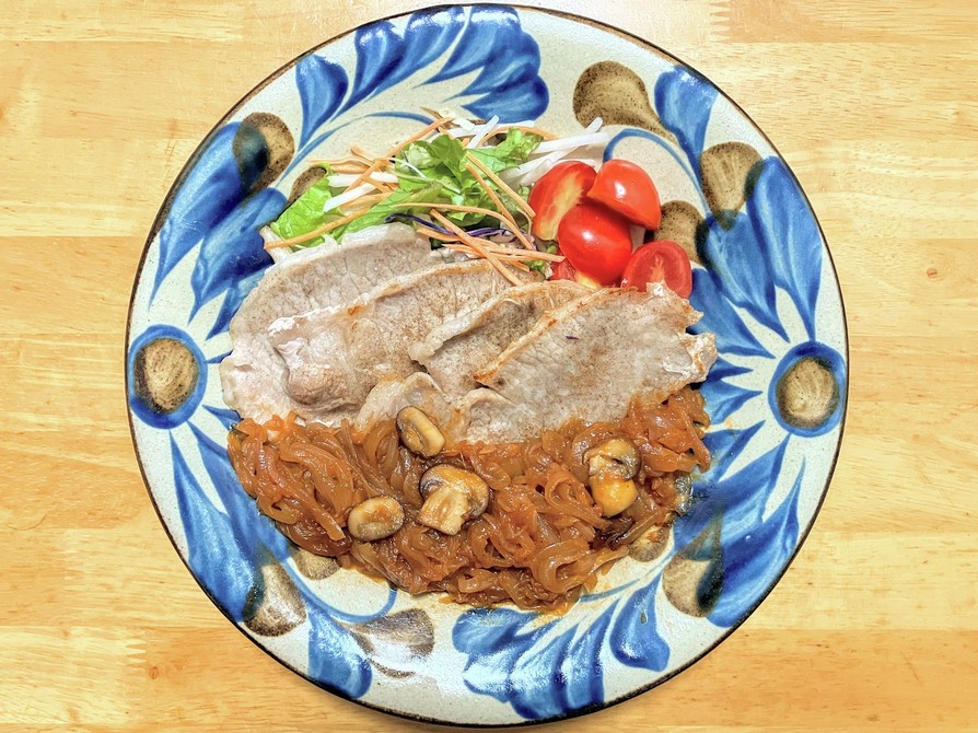 生姜焼き用の豚ロース肉でポークチャップの画像