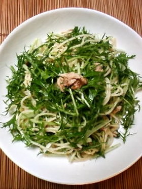 水菜とツナのあっさりパスタ