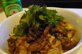 ボリューム!白菜と牛肉の甘辛どんぶり!!