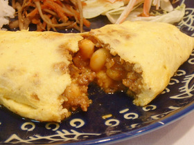 大豆のカレー風味オムレツ