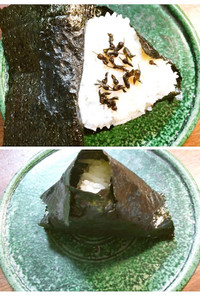 鮒寿司（鮒ずし）の飯と梅干おむすび　 