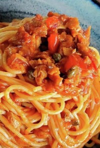 焼きツナとトマトソースのスパゲティ