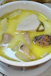 青梗菜と合鴨パストラミの洋風スープ