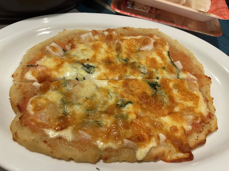 米粉×豆腐のふわふわめんたい餅チーズピザの画像