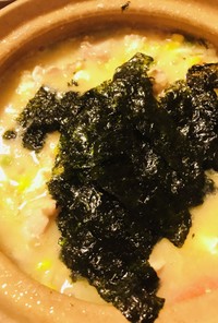 鍋の〆●野菜ミックスの鶏雑炊
