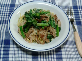 菜の花と豚肉のパスタ