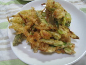 帆立とアスパラのかき揚げ