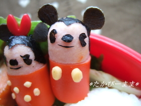 簡単!キャラ弁 ウインナーでミッキー♪