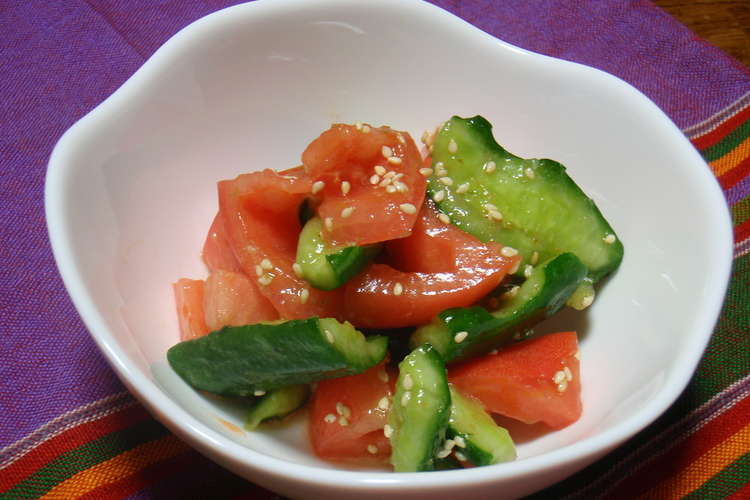 きゅうりとトマトの柚子胡椒ごま油和え レシピ 作り方 By かず猫 クックパッド