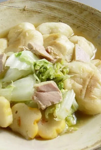 白菜と煮込み麩とツナのすき焼き風