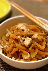 【簡単】豆腐と根菜の甘辛煮