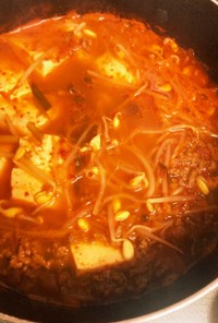 【残り物】キムチと肉そぼろのスープ★韓食