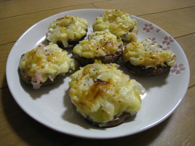 トースター５分　椎茸の玉ねぎonマヨ焼きの写真