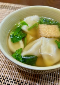 水餃子と絹あげの中華スープ