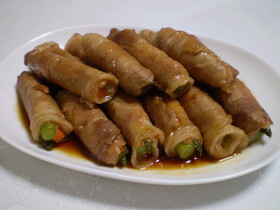 肉巻きの甘辛照り焼き風