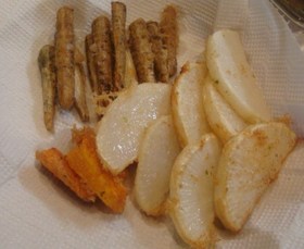 たこ焼き粉で野菜の天ぷら( *゜∇)/☆