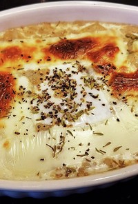 サバカレーリゾットのチーズ焼き