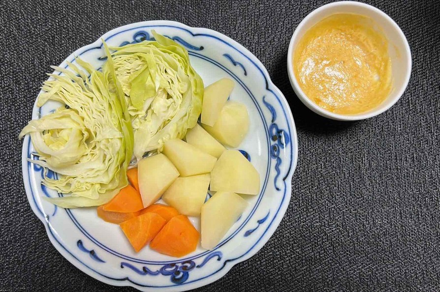 蒸し野菜サラダ～みそマヨディップソース～の画像