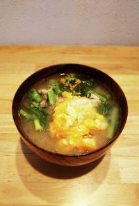 ツナ缶と菜の花の卵入り味噌汁