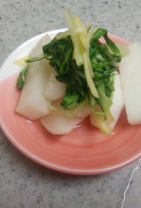 レンジで簡単！かぶと水菜の生姜風煮浸し