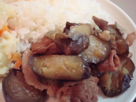 ナスと豚肉の甘醤油炒め