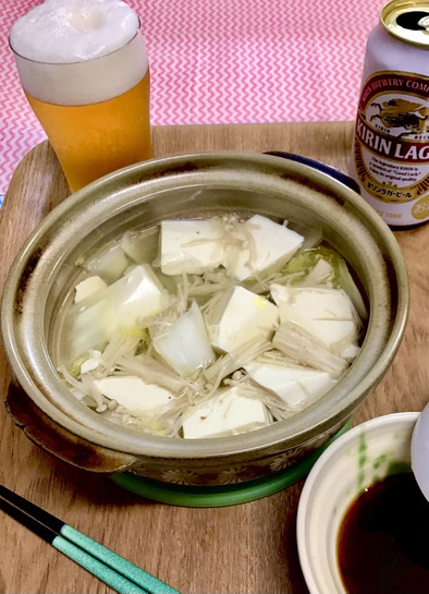 ビールのつまみ/白菜と湯豆腐/酒のあての写真