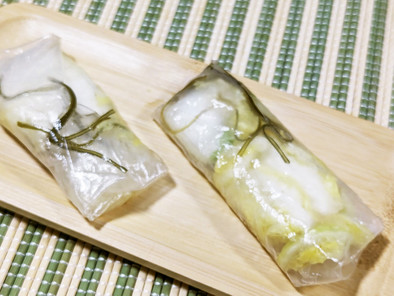 シャキと食感！白菜の漬物ライスペーパー巻の写真