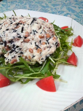 ☆水菜とひじきのマヨおろし納豆サラダ☆