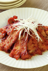 豚バラ肉の絡め焼き 味噌キムチ味