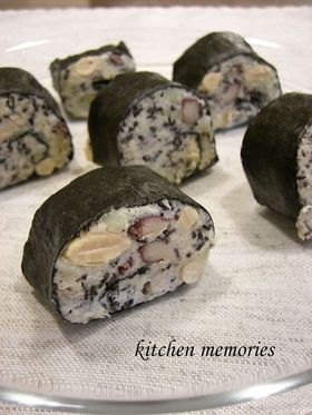 お豆とひじきのポテトサラダ海苔巻き♪