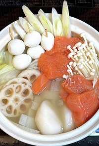 白い野菜と鮭のホワイト鍋