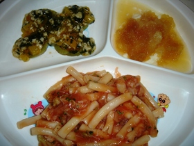 鱈のトマトマカロニパスタ