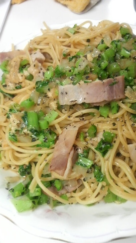 イタリアン大根葉のガーリックパスタ♪