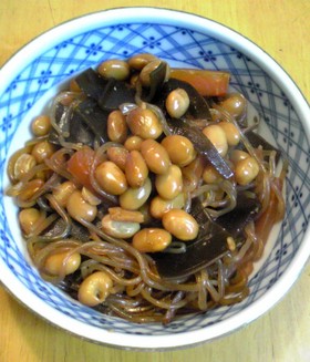 水煮大豆を使ってヘルシー五目煮