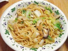 油揚げと白菜の和風スパゲッティ