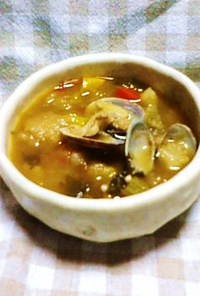 アサリのガンボ風スープ