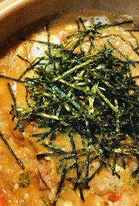 キムチ鍋の〆●海苔玉子雑炊