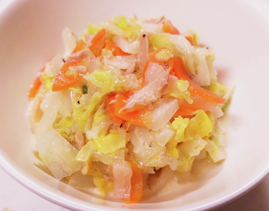 レンジで超簡単！白菜とツナの温サラダの画像
