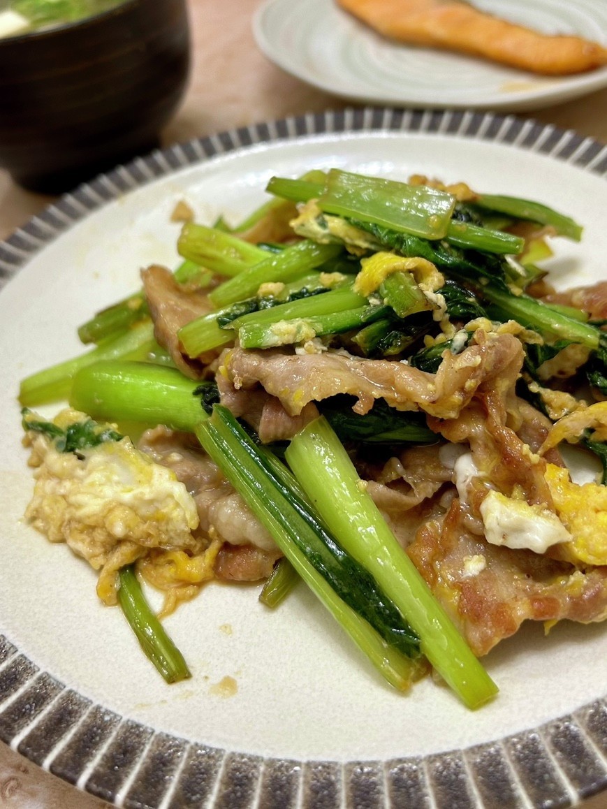 ご飯が進む！簡単☆小松菜と豚肉の卵炒めの画像