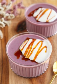 濃厚♡紫芋のアーモンドミルクプリン
