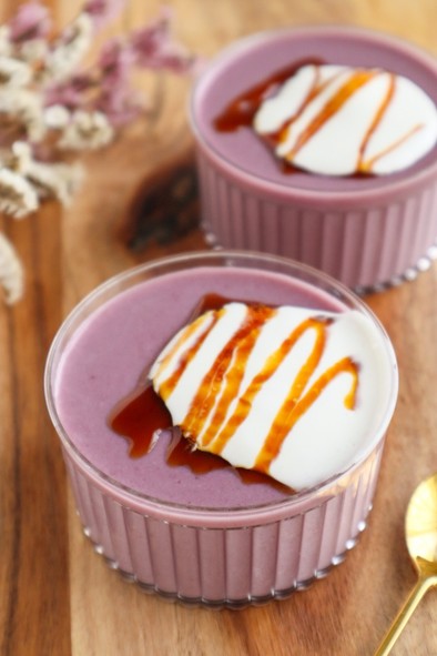 濃厚♡紫芋のアーモンドミルクプリンの写真