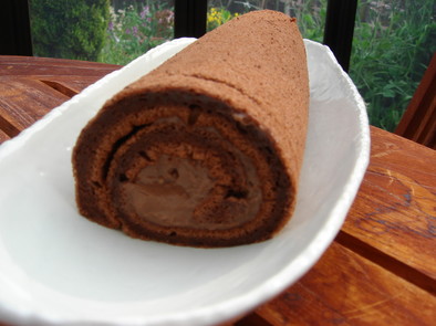 シフォン生地でチョコレートロールケーキ♪の写真