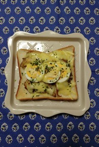 ヨウサマの減塩　舞茸×茹で卵×チーズパン