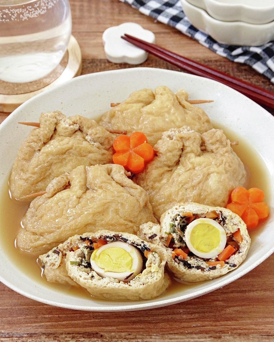 ☆簡単☆お豆腐とうずら卵のふんわり巾着煮の画像