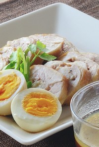 レンジ6分☆チキンロール☆弁当☆煮卵鶏肉